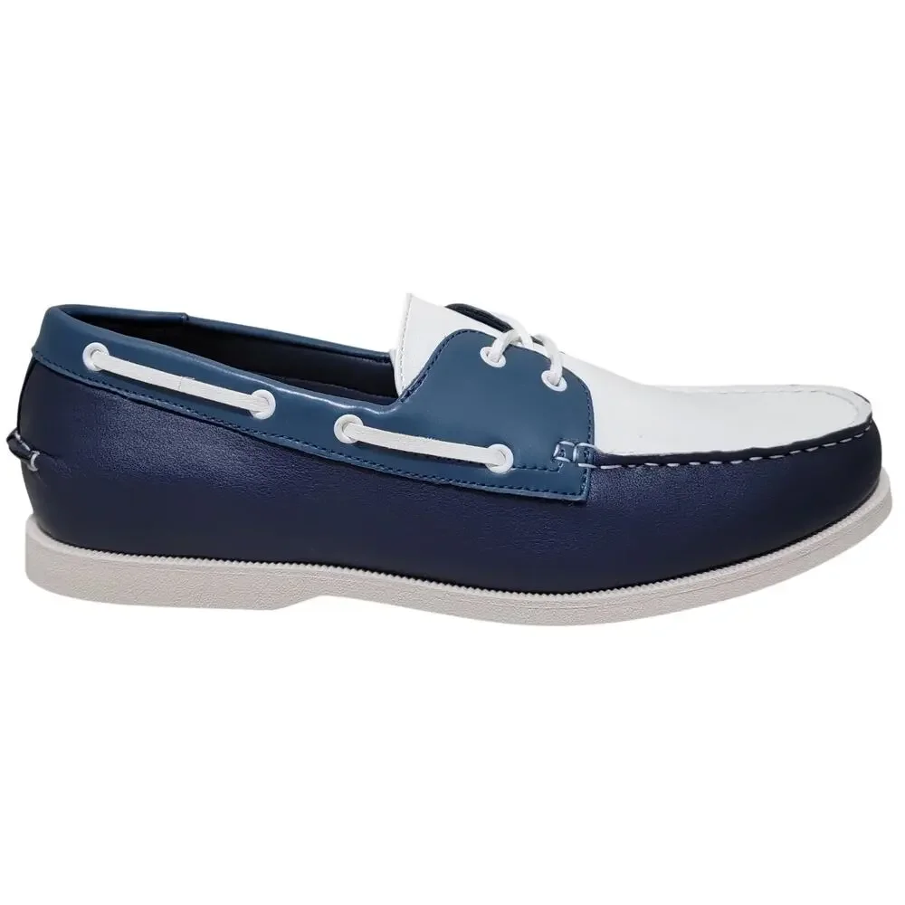 Club Room Men Elliot 2-Eye Casual Boat Shoe Size US 10.5M Navy Blue Two Tone